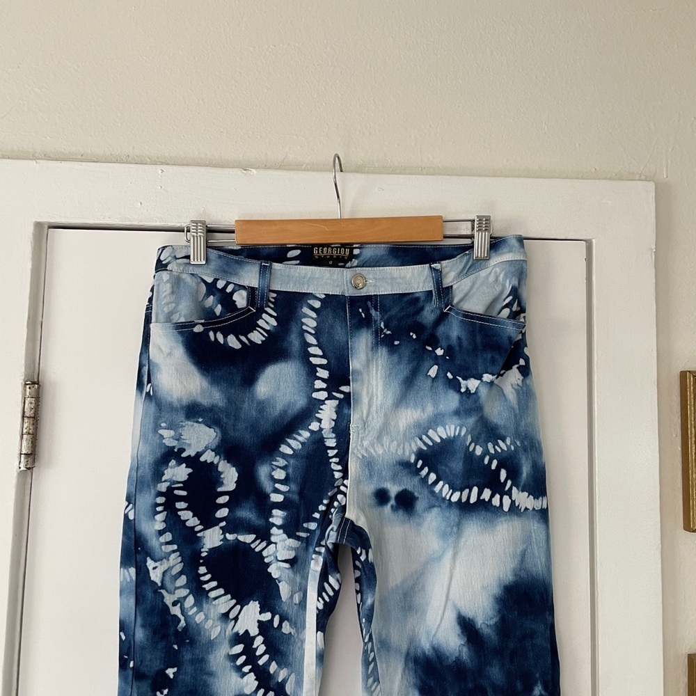 Georgiou Studio Blue Tie-Dye Flare Jeans - Picture 2 of 5